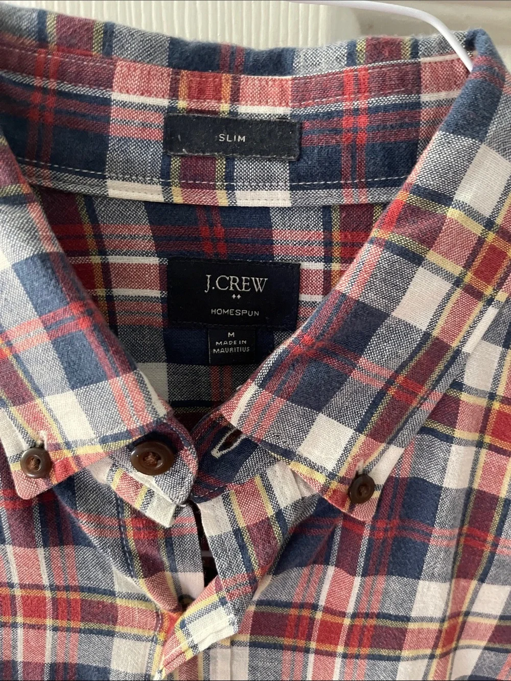 J. Crew Navy, Red & Cream Plaid Button-Down Shirt
